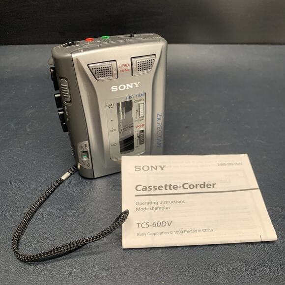 Vintage Sony Cassette Corder TCS-60DV 1999 Excellent Condition Stereo Flat Mic